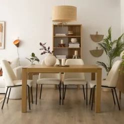 Gael Table &agrave; manger extensible rectangulaire 140/190 en bois massif de ch&ecirc;ne