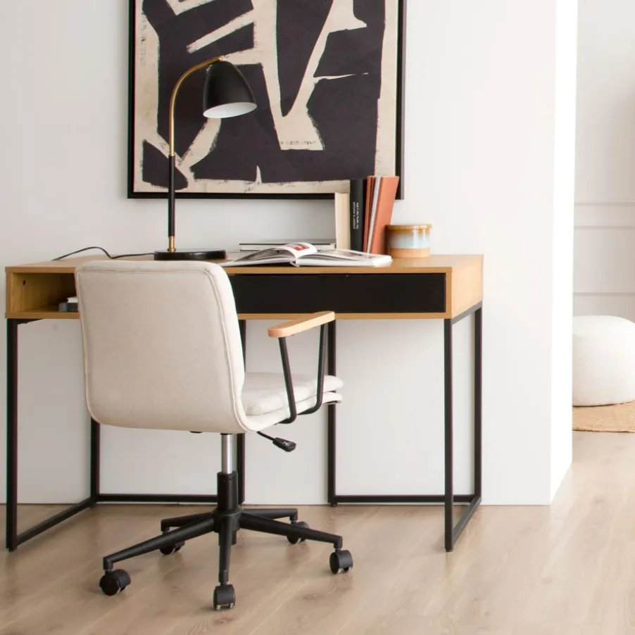 Gauguin Bureau en chêne wild et métal noir avec tiroir