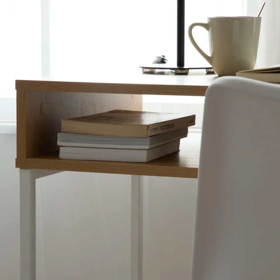 Gauguin Bureau en chêne light et métal blanc avec tiroir