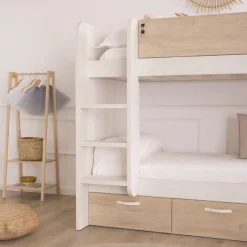 Hansel Lit avec tiroirs pour matelas de 90x190 avec échelle &agrave; gauche
