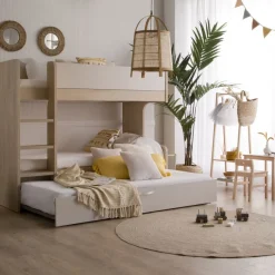 Hansel Lit superposé avec lit gigogne pour matelas de 90x190 avec échelle &agrave; gauche