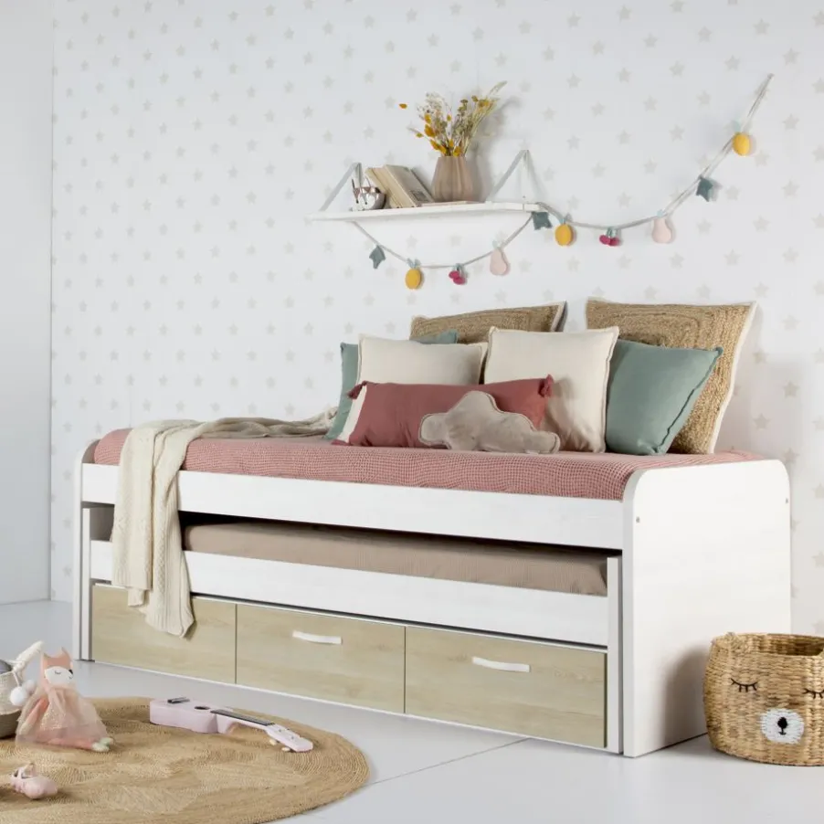 Hansel Lit superposé avec tiroirs pour matelas de 90