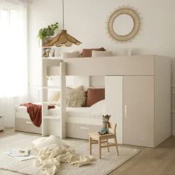Hansel Train avec 2 lits et rangement à droite pour matelas de 90x190