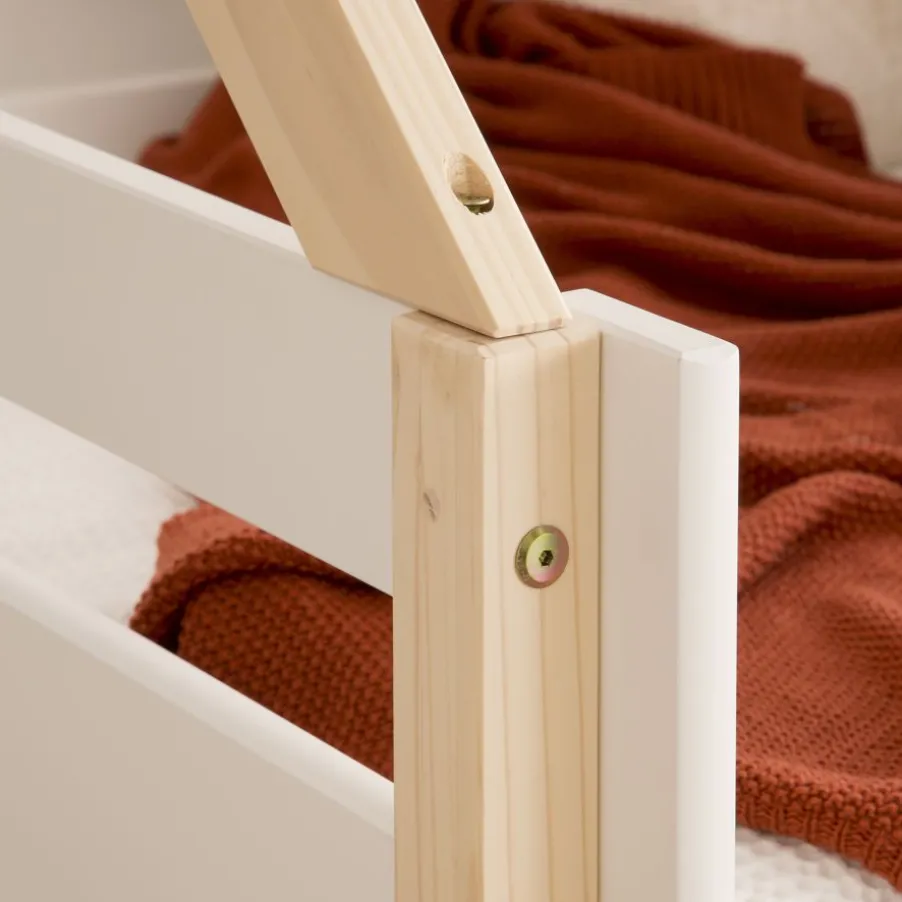 Haus Cama alta con tobogán para colchón de 90x190 lacada en blanco y natural