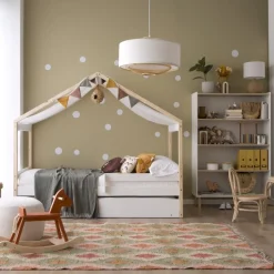 Haus Cama con forma de casa y somier de arrastre para colch&oacute;n de 90x190 lacada e