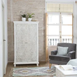 Indira Armoire en bois massif sculpté de manguier