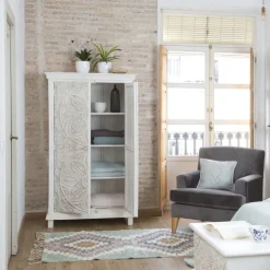 Indira Armoire en bois massif sculpté de manguier