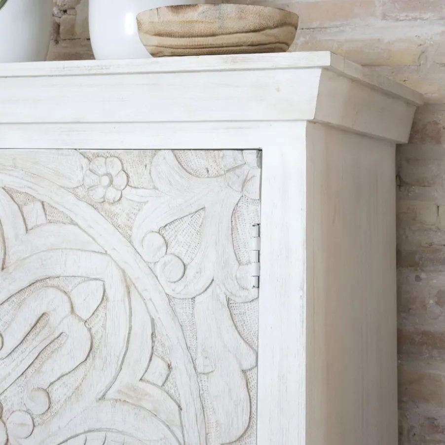 Indira Armoire en bois massif sculpté de manguier