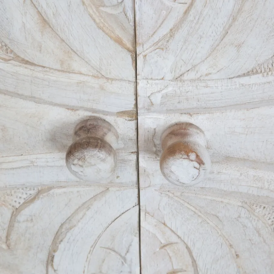 Indira Armoire en bois massif sculpté de manguier