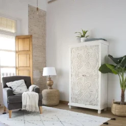 Indira Armoire en bois massif sculpté de manguier
