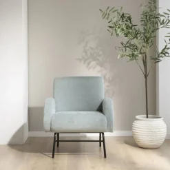 Jenn Fauteuil bleu turquoise avec pieds en métal