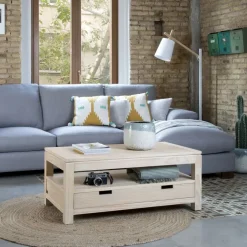 Jil Table basse relevable en bois couleur naturelle