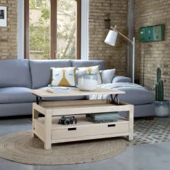 Jil Table basse relevable en bois couleur naturelle