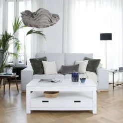 Jil Table basse relevable en bois laqué blanc