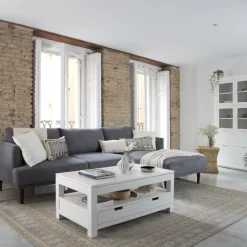 Jil Table basse relevable en bois laqué blanc