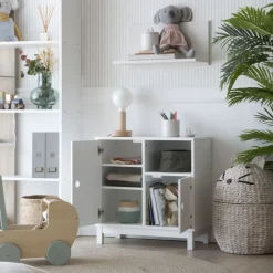 Kadi Meuble enfant avec espace de rangement laqué en blanc