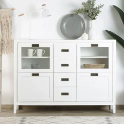 Kehra Buffet étroit laqué blanc