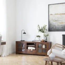 Kenia Meuble tv en bois couleur teck