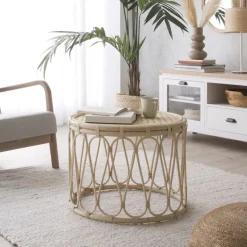 Kiev Table d'appoint en rotin naturel