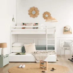 Kivu Lit avec lit gigogne laqué blanc pour matelas 90x190
