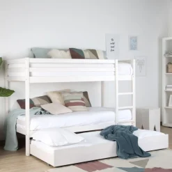 Kivu Lit avec lit gigogne laqué blanc pour matelas 90x190