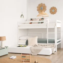Kivu Lit avec lit gigogne laqué blanc pour matelas 90x190
