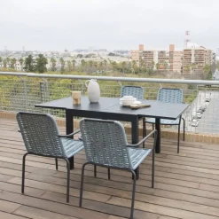 Kunes Table de jardin extensible carrée 90/180 en aluminium