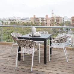 Kunes Table de jardin extensible carrée 90/180 en aluminium