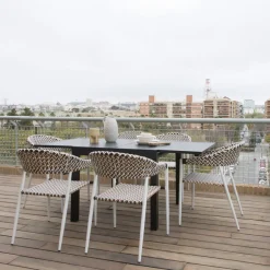 Kunes Table de jardin extensible carrée 90/180 en aluminium