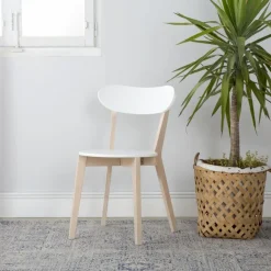 Lavia Silla de madera blanca y natural