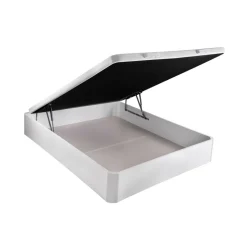 Leyre Lit coffre en bois avec sommier rembourrée 3d