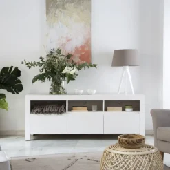 Liland Meuble tv laqué en blanc