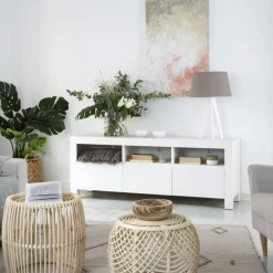 Liland Meuble tv laqué en blanc