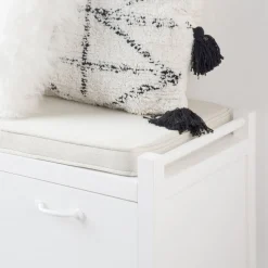 Loen Banc avec rangement et coussins laqué en blanc