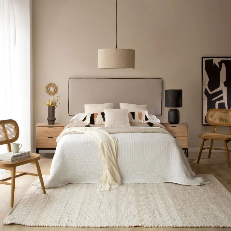 Madary Tête de lit rembourrée beige pour lit de 150 et 160