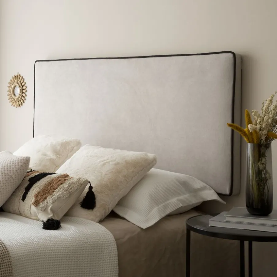 Madary Tête de lit rembourrée beige pour lit de 150 et 160