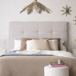 Maira Tête de lit tapissée beige pour lit de 140
