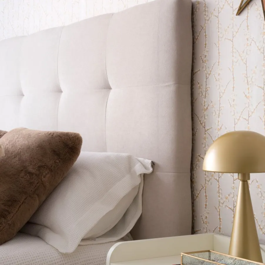 Maira Tête de lit tapissée beige pour lit de 140