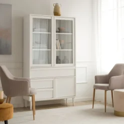 Margot Vitrine en bois laqué blanc