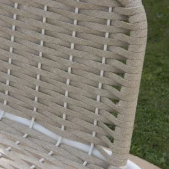Mink Tabouret de jardin en corde taupe et aluminium blanc