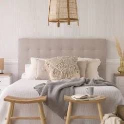Neris Tête de lit tapissée beige pour lit de 150 et 160