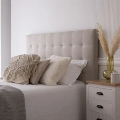 Neris T&ecirc;te de lit tapissée beige pour lit de 150 et 160