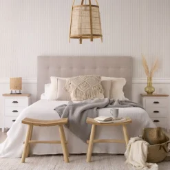 Neris T&ecirc;te de lit tapissée beige pour lit de 150 et 160