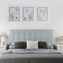 Neris T&ecirc;te de lit tapissée bleu turquoise pour lit de 150 et 160
