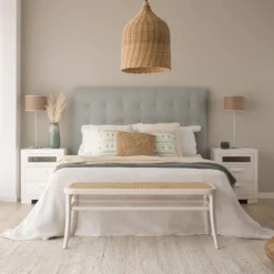 Neris T&ecirc;te de lit tapissée bleu turquoise pour lit de 150 et 160