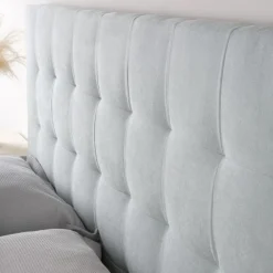 Neris T&ecirc;te de lit tapissée bleu turquoise pour lit de 150 et 160
