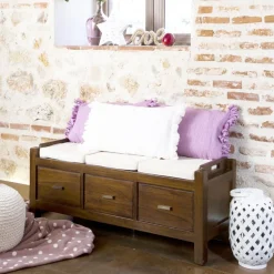 Nest Banc avec rangement et coussins en bois