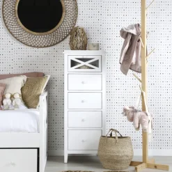 Niza Commode en bois laqué blanc