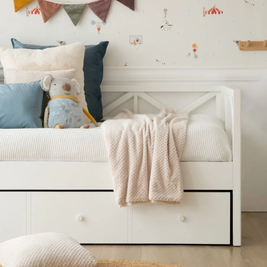 Niza Lit gigogne laqué en blanc pour matelas de 90