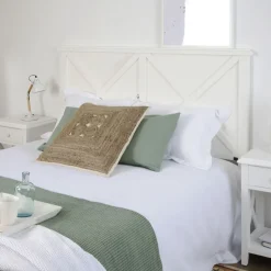 Niza Tête de lit en bois pour lit de 150 et 160 laqué en blanc